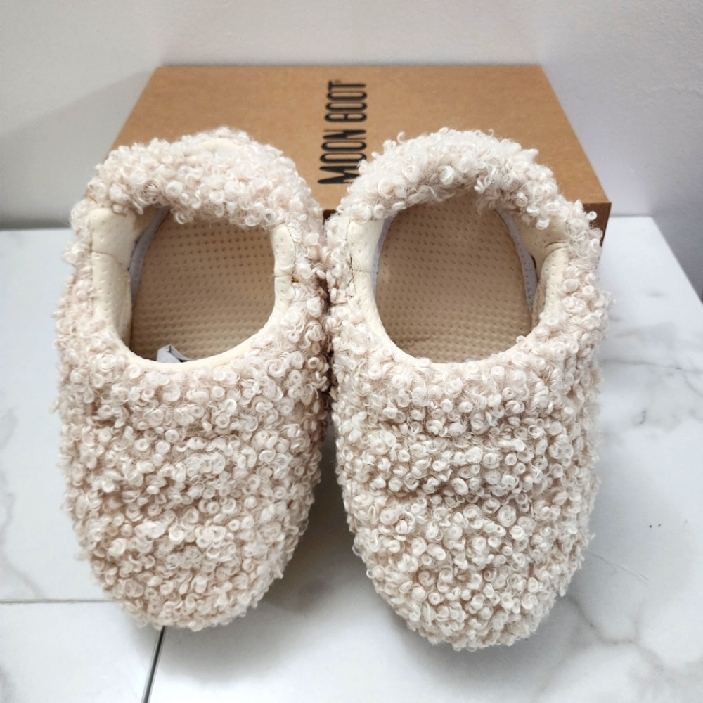 Moon Boot Cream Curly Sherpa Slip-Ons